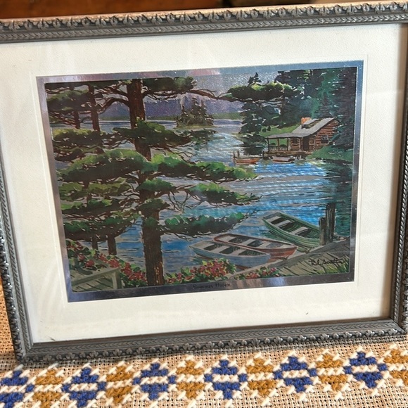 Vintage Phil Austin Framed Etched Foil Summer Haven Print signed. 8x10 - Picture 5 of 7